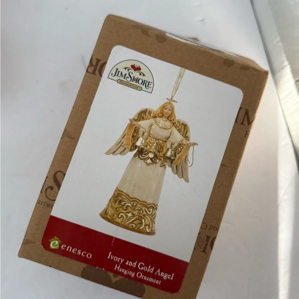 Jim Shore Heartwood Creek Ivory and Gold Angel ornament 2013 includes Box